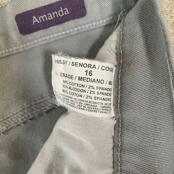 Gloria Vanderbilt Amanda High Rise Tapered Jeans Light Gray Women 16 Average - Picture 4 of 7